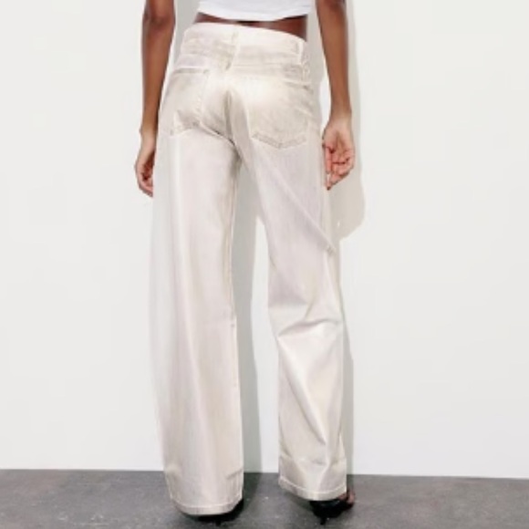 Zara TRF mid waist loose foil Jeans - Picture 2 of 15